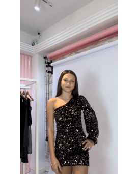VESTIDO UM OMBRO PAETÊ HMR 